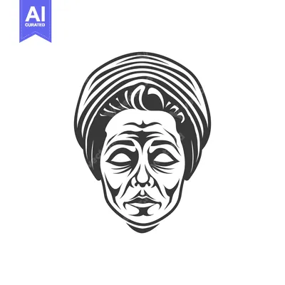 Premium design asset: Black and White Illustration of a Woman's Face with Eyes Closed