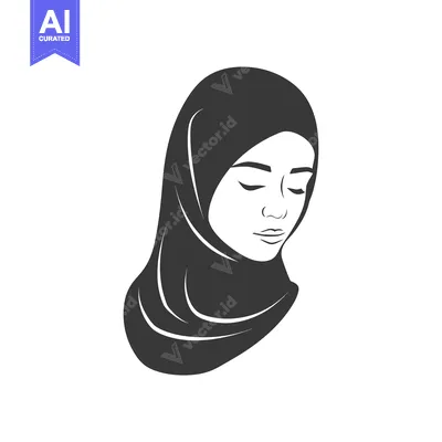 Popular premium asset: Black and White Illustration of a Woman Wearing a Hijab