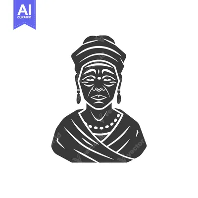 Popular premium asset: Black and White Illustration of a Woman Wearing Traditional Clothing a