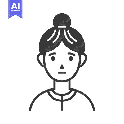 Popular premium asset: Black and White Illustration of a Woman with a Bun
