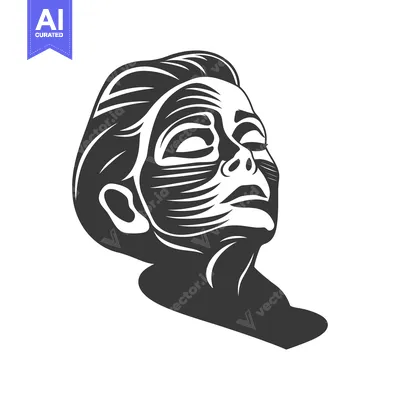 Aset premium populer: Black and White Illustration of a Woman with a Face Mask
