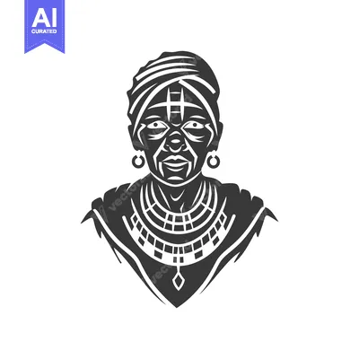Popular premium asset: Black and White Illustration of a Woman with Traditional African Attir
