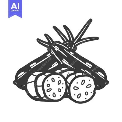 Popular premium asset: Black and White Illustration of Cucumbers with Stems