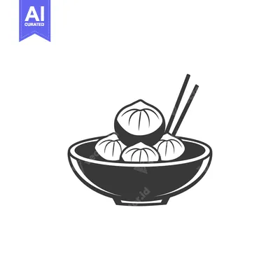 Aset premium populer: Black and White Illustration of Dumplings in a Bowl with Chopsticks