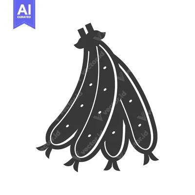 Aset desain premium: Black and White Illustration of Four Green Beans