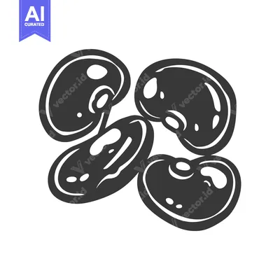 Aset desain premium: Black and white illustration of four kidney beans