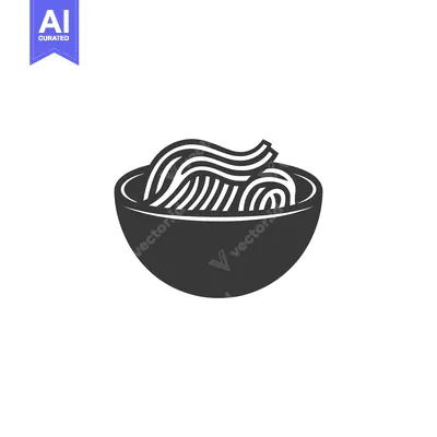 Aset premium populer: Black and White Illustration of Noodles in a Bowl