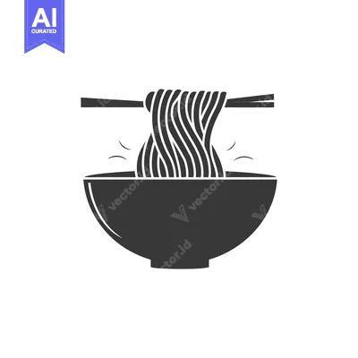 Aset premium populer: Black and White Illustration of Noodles in a Bowl with Chopsticks
