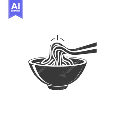Popular premium asset: Black and White Illustration of Noodles in a Bowl with Chopsticks