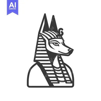 Aset desain premium: Black and White Illustration of the Egyptian God Anubis
