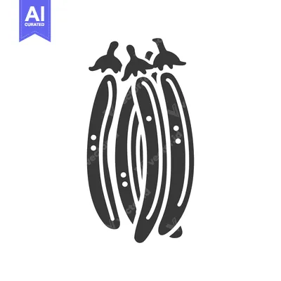 Aset desain premium: Black and White Illustration of Three Bean Pods