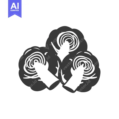 Aset premium populer: Black and White Illustration of Three Brussels Sprouts