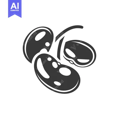 Aset desain premium: Black and White Illustration of Three Cherries