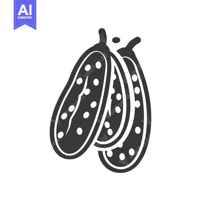 Aset desain premium: Black and White Illustration of Three Cucumbers