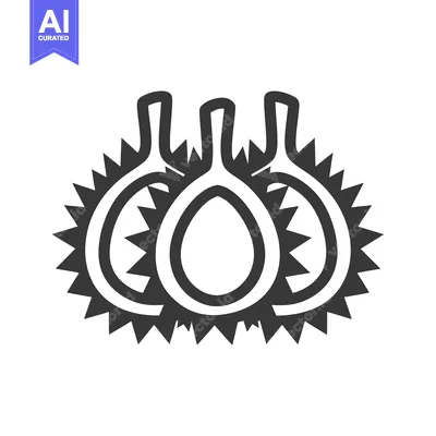 Aset premium populer: Black and White Illustration of Three Durian Fruits with Spikes