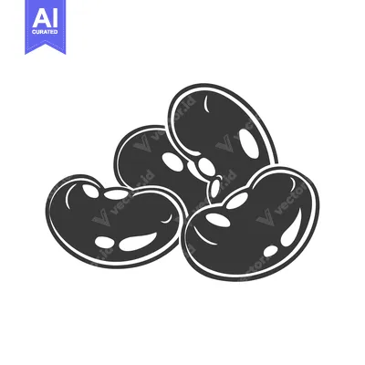 Aset desain premium: Black and White Illustration of Three Kidney Beans