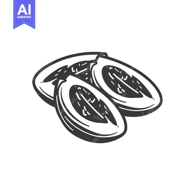 Popular premium asset: Black and White Illustration of Two Halved Passion Fruit