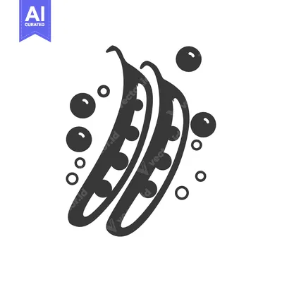 Popular premium asset: Black and white illustration of two pea pods with peas