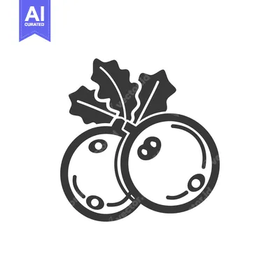 Popular premium asset: Black and White Illustration of Two Round Berries with Leaves
