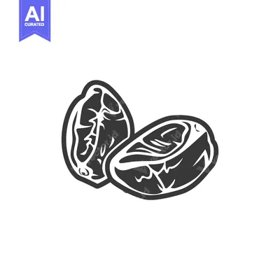 Popular premium asset: Black and White Illustration of Two Sliced Dates