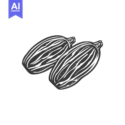 Premium design asset: Black and White Illustration of Two Zucchini