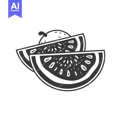 Popular premium asset: Black and White Illustration of Watermelon Slices