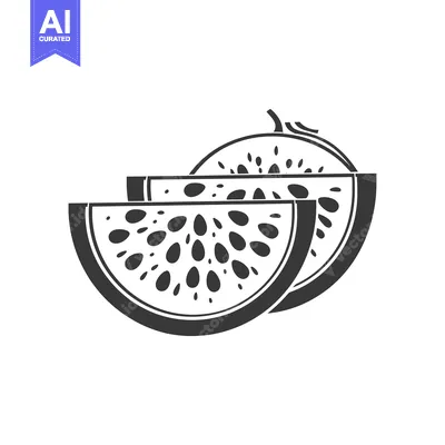 Premium design asset: Black and White Illustration of Watermelon Slices