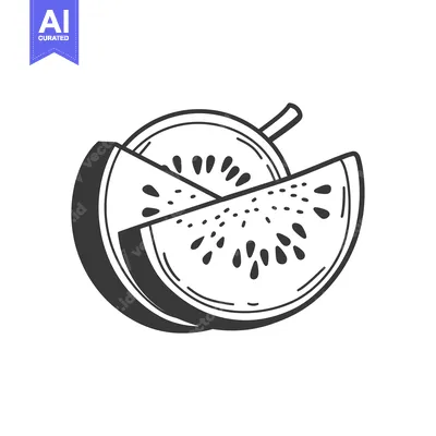 Aset premium populer: Black and White Illustration of Watermelon Slices