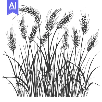 Popular premium asset: Black and White Illustration of Wheat Stalks
