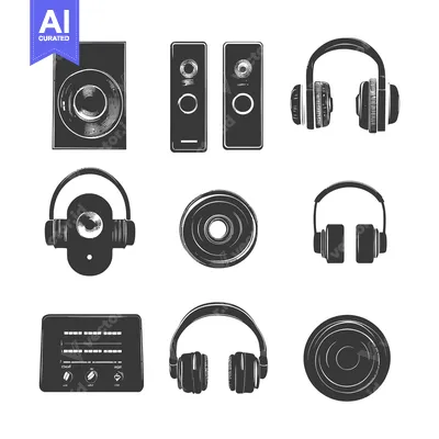 Black and White Illustrations of Audio Equipment