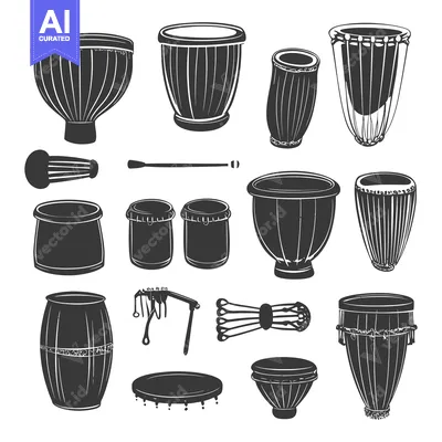 Aset premium populer: Black and White Illustrations of Different Types of Drums