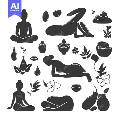 Aset premium populer: Black and White Illustrations of Spa and Wellness Products