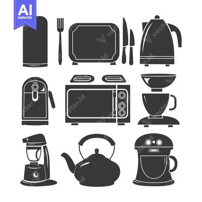 Popular premium asset: Black and White Kitchen Appliance Icons