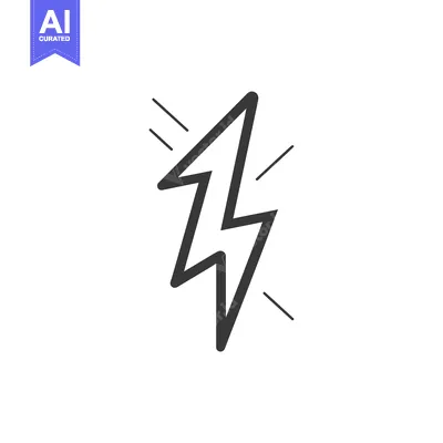 Aset desain premium: Black and White Lightning Bolt Icon with Lines
