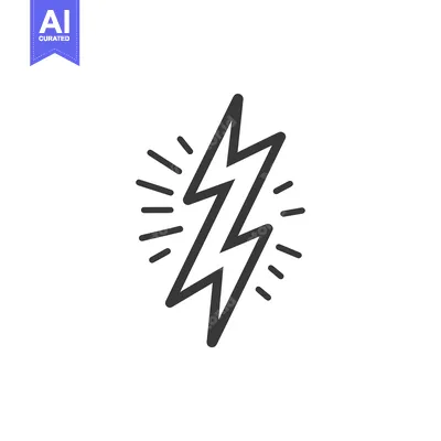 Premium design asset: Black and White Lightning Bolt with Rays