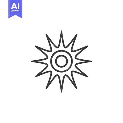 Aset premium populer: Black and white line art depiction of a sun with rays