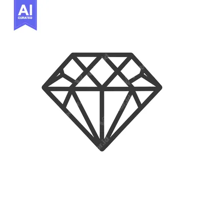 Aset premium populer: Black and White Line Art Diamond Icon