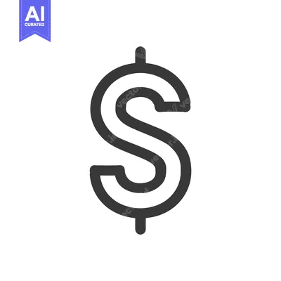 Premium design asset: Black and White Line Art Dollar Sign Icon