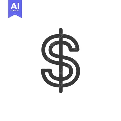 Aset desain premium: Black and White Line Art Dollar Sign Icon