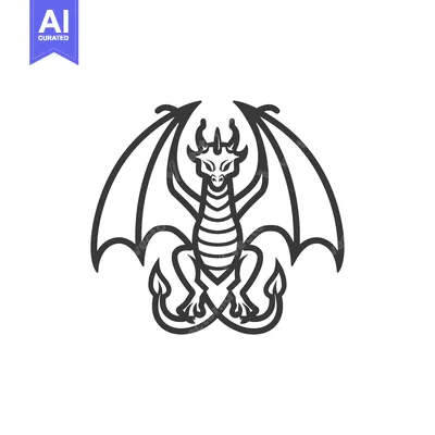 Popular premium asset: Black and White Line Art Dragon with Spreads Wings