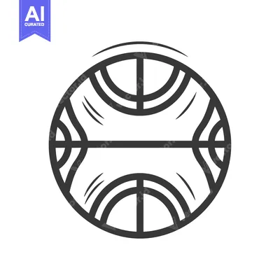 Black and White Line Art Drawing of a Basketball
