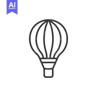 Aset premium populer: Black and white line art drawing of a hot air balloon