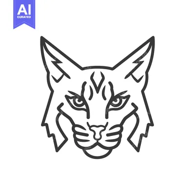 Aset premium populer: Black and White Line Art Drawing of a Lynx's Face