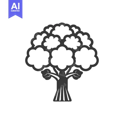 Aset desain premium: Black and White Line Art Drawing of a Tree
