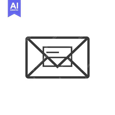 Aset desain premium: Black and White Line Art Envelope Icon