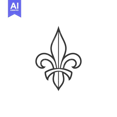Aset desain premium: Black and White Line Art Fleur-de-lis