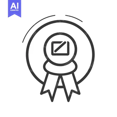 Popular premium asset: Black and White Line Art Icon of a Badge with a Square and Diagonal Li
