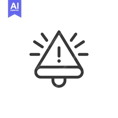 Aset premium populer: Black and White Line Art Icon of a Bell with an Exclamation Point Insi