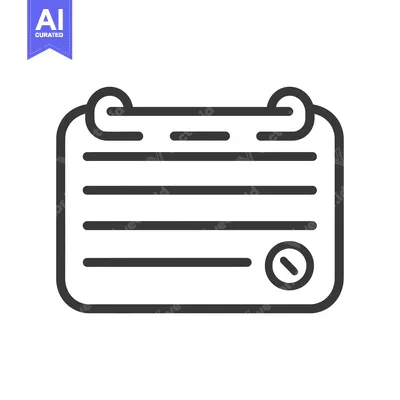 Aset desain premium: Black and White Line Art Icon of a Calendar with a Minus Sign