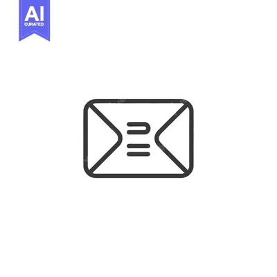 Aset desain premium: Black and White Line Art Icon of a Closed Envelope